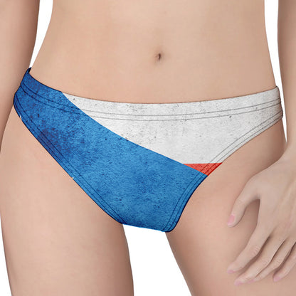 Grunge Puerto Rican Flag Print Women's Thong