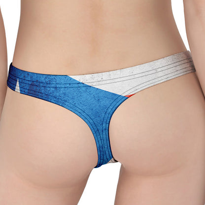 Grunge Puerto Rican Flag Print Women's Thong
