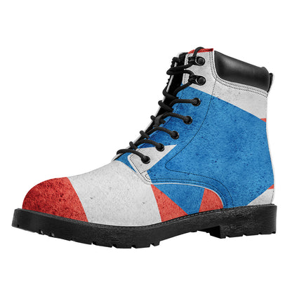 Grunge Puerto Rican Flag Print Work Boots