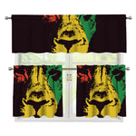 Grunge Rasta Lion Print 3 Piece Kitchen Curtains