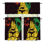 Grunge Rasta Lion Print 3 Piece Kitchen Curtains
