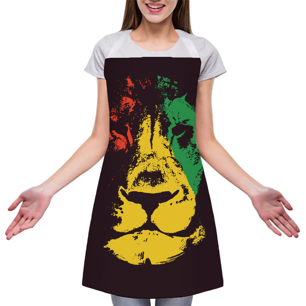 Grunge Rasta Lion Print Adjustable Apron