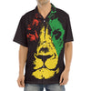 Grunge Rasta Lion Print Aloha Shirt