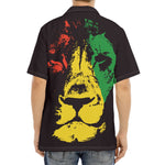 Grunge Rasta Lion Print Aloha Shirt