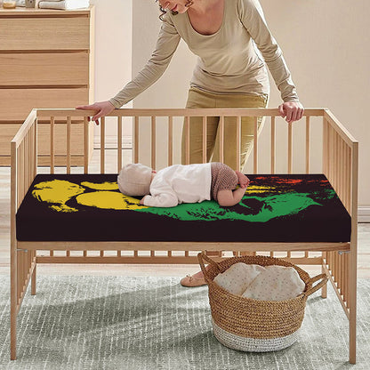 Grunge Rasta Lion Print Baby Crib Sheet