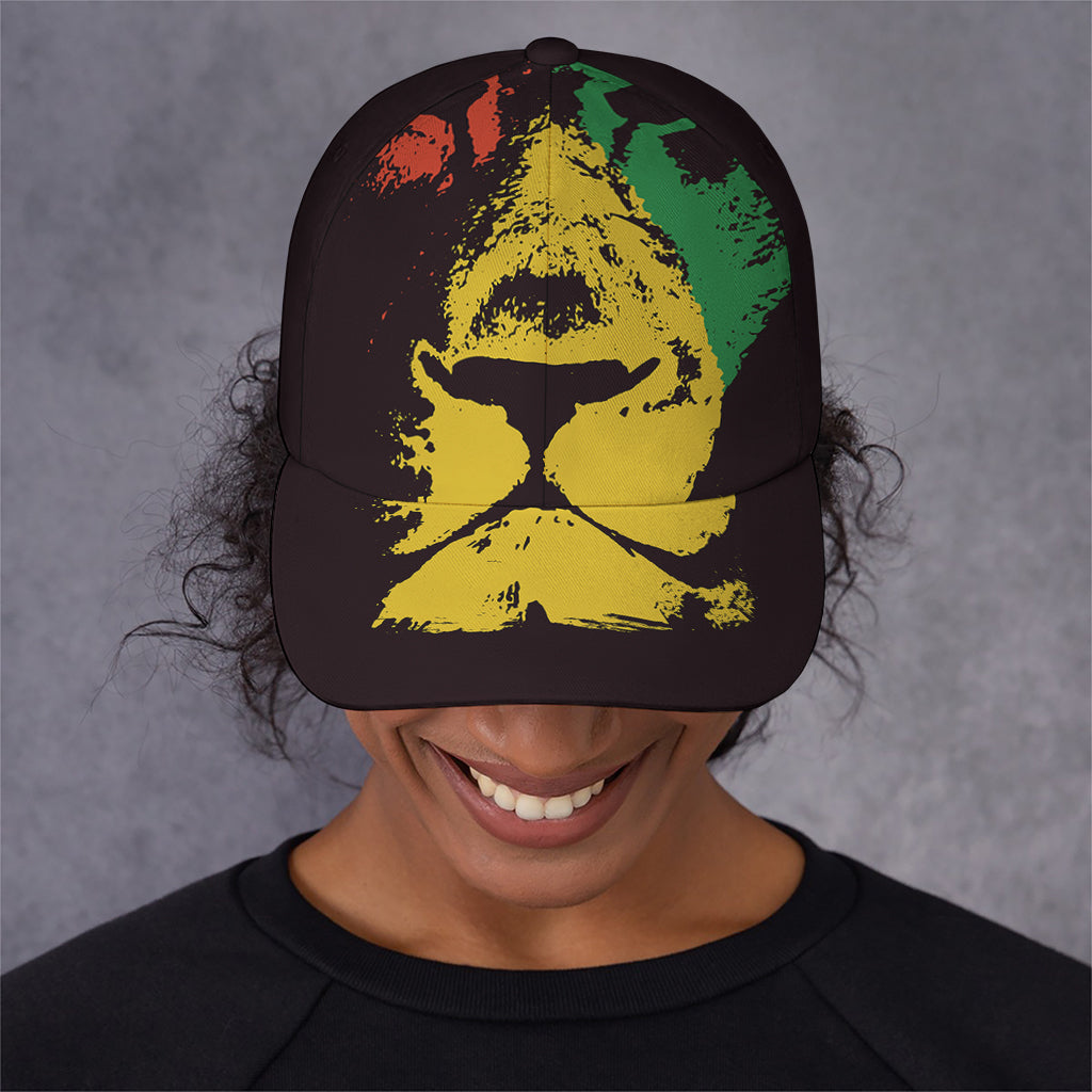 Grunge Rasta Lion Print Baseball Cap