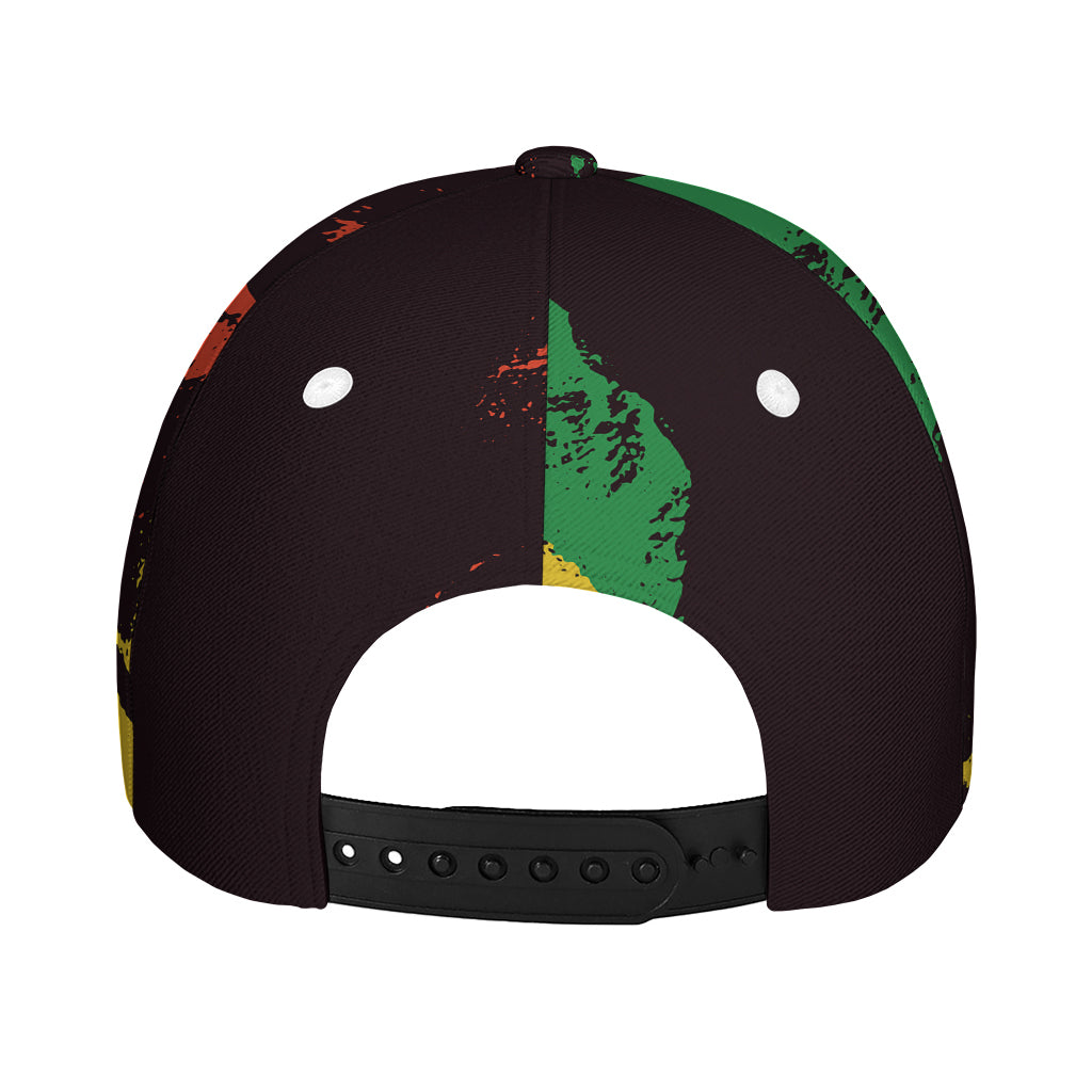 Grunge Rasta Lion Print Baseball Cap