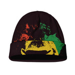 Grunge Rasta Lion Print Beanie