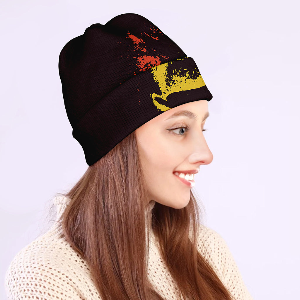 Grunge Rasta Lion Print Beanie