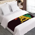Grunge Rasta Lion Print Bed Runner