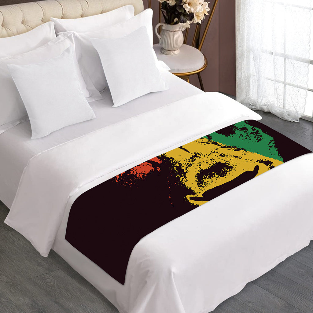 Grunge Rasta Lion Print Bed Runner