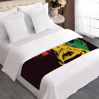Grunge Rasta Lion Print Bed Runner