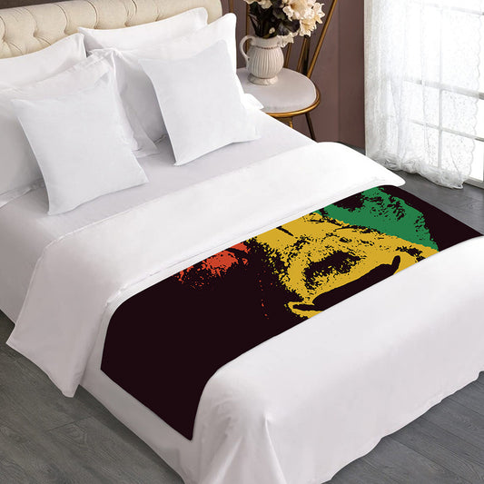 Grunge Rasta Lion Print Bed Runner