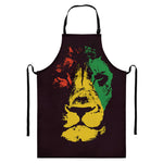 Grunge Rasta Lion Print Bib Apron With Pocket