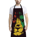Grunge Rasta Lion Print Bib Apron With Pocket