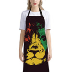 Grunge Rasta Lion Print Bib Apron With Pocket