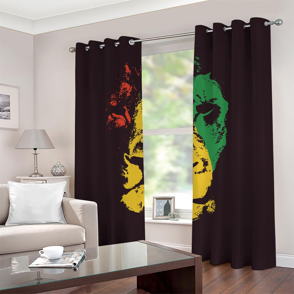 Grunge Rasta Lion Print Blackout Grommet Curtains