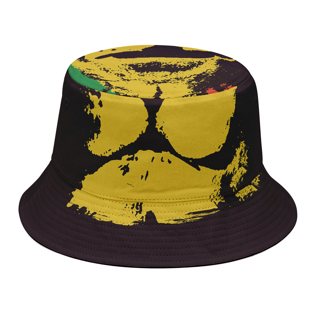 Grunge Rasta Lion Print Bucket Hat