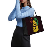 Grunge Rasta Lion Print Canvas Tote Bag