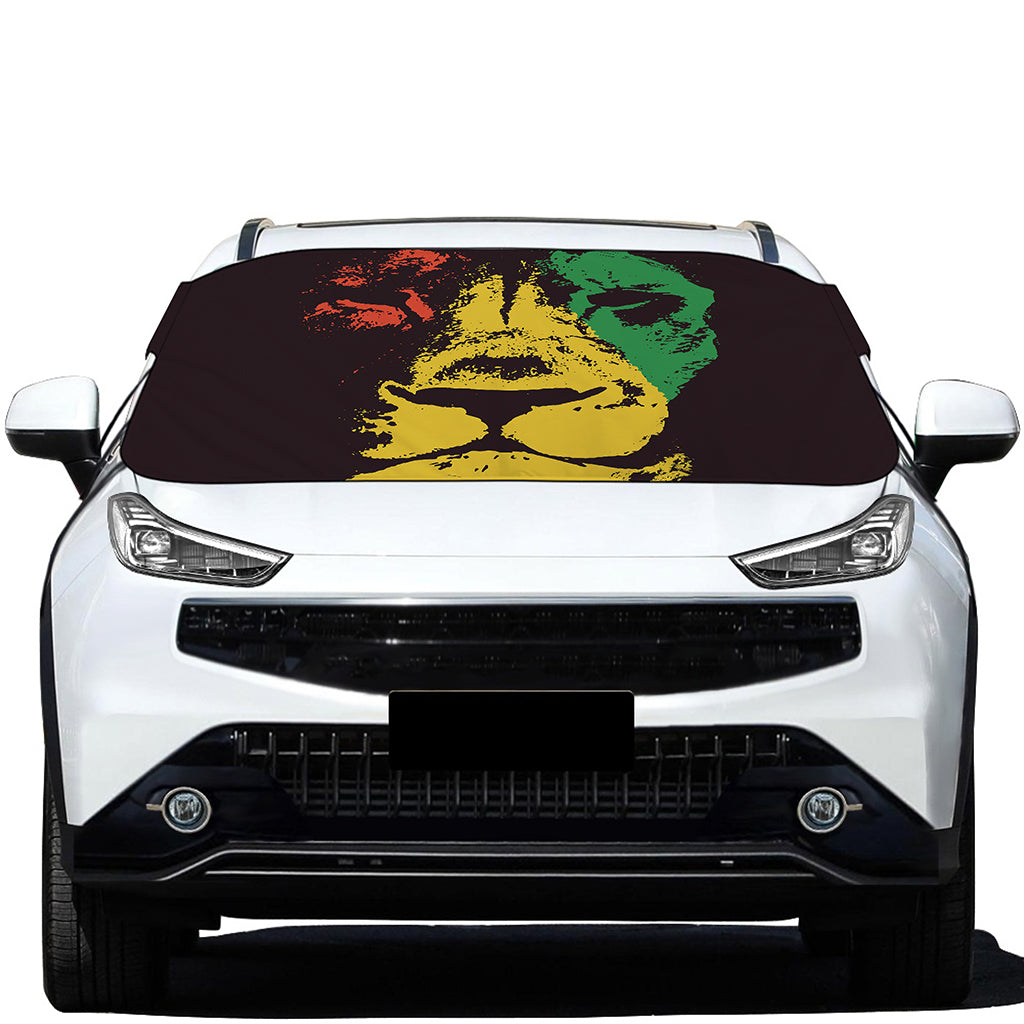 Grunge Rasta Lion Print Car Windshield Snow Cover