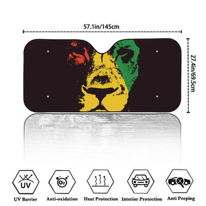 Grunge Rasta Lion Print Car Windshield Sun Shade