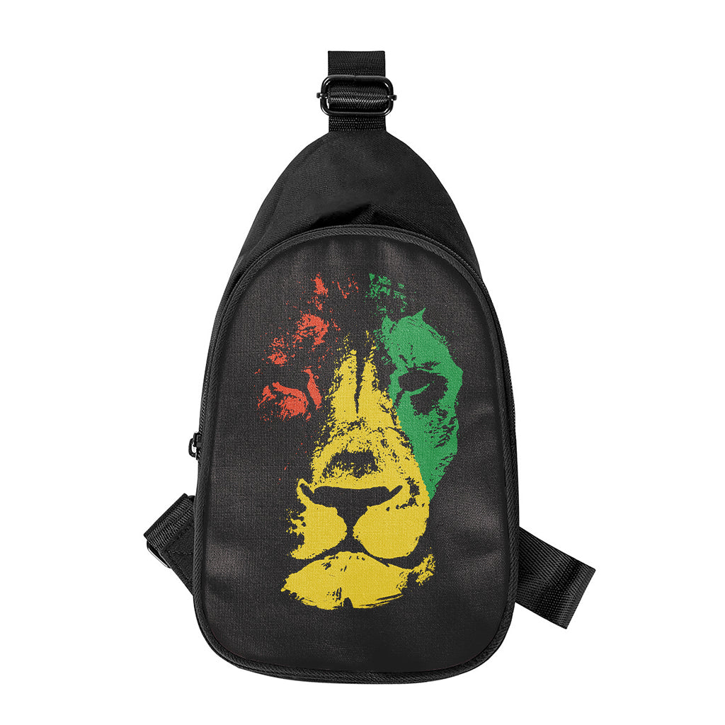 Grunge Rasta Lion Print Chest Bag