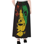 Grunge Rasta Lion Print Chiffon Maxi Skirt