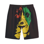 Grunge Rasta Lion Print Cotton Shorts