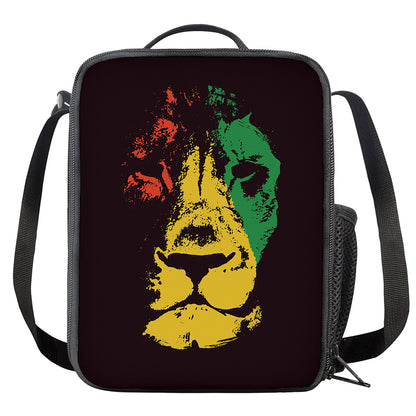 Grunge Rasta Lion Print Crossbody Lunch Bag