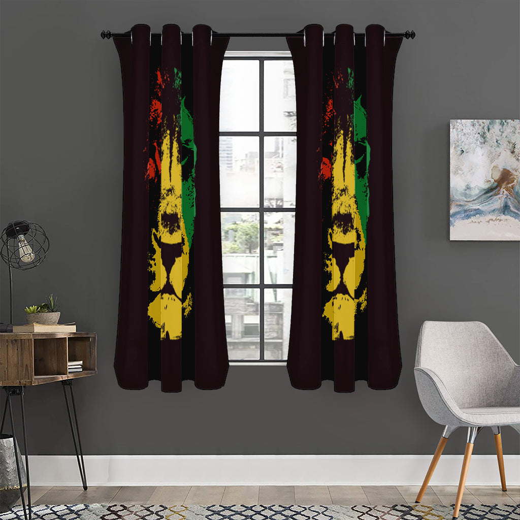 Grunge Rasta Lion Print Curtain