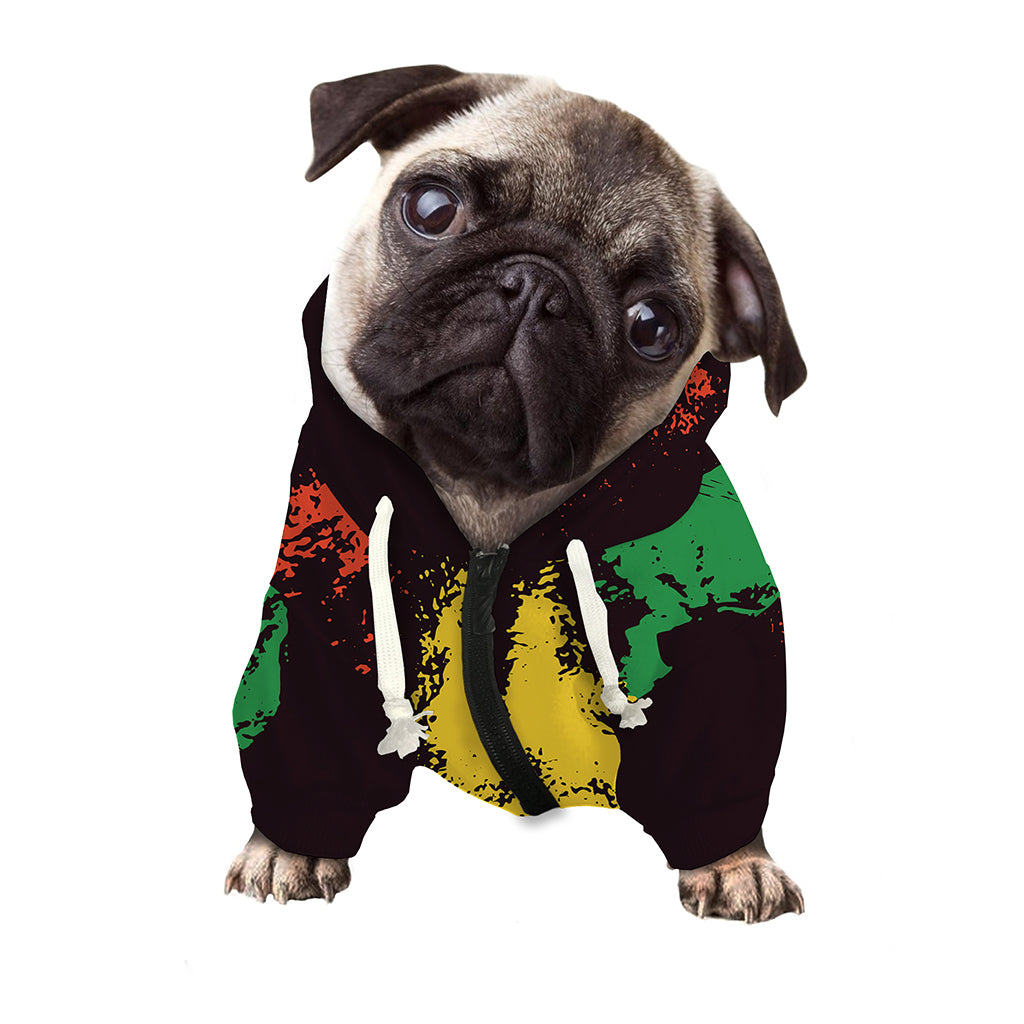 Grunge Rasta Lion Print Dog Zip Up Hoodie