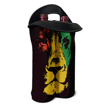 Grunge Rasta Lion Print Double Neoprene Wine Tote