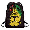 Grunge Rasta Lion Print Drawstring Backpack