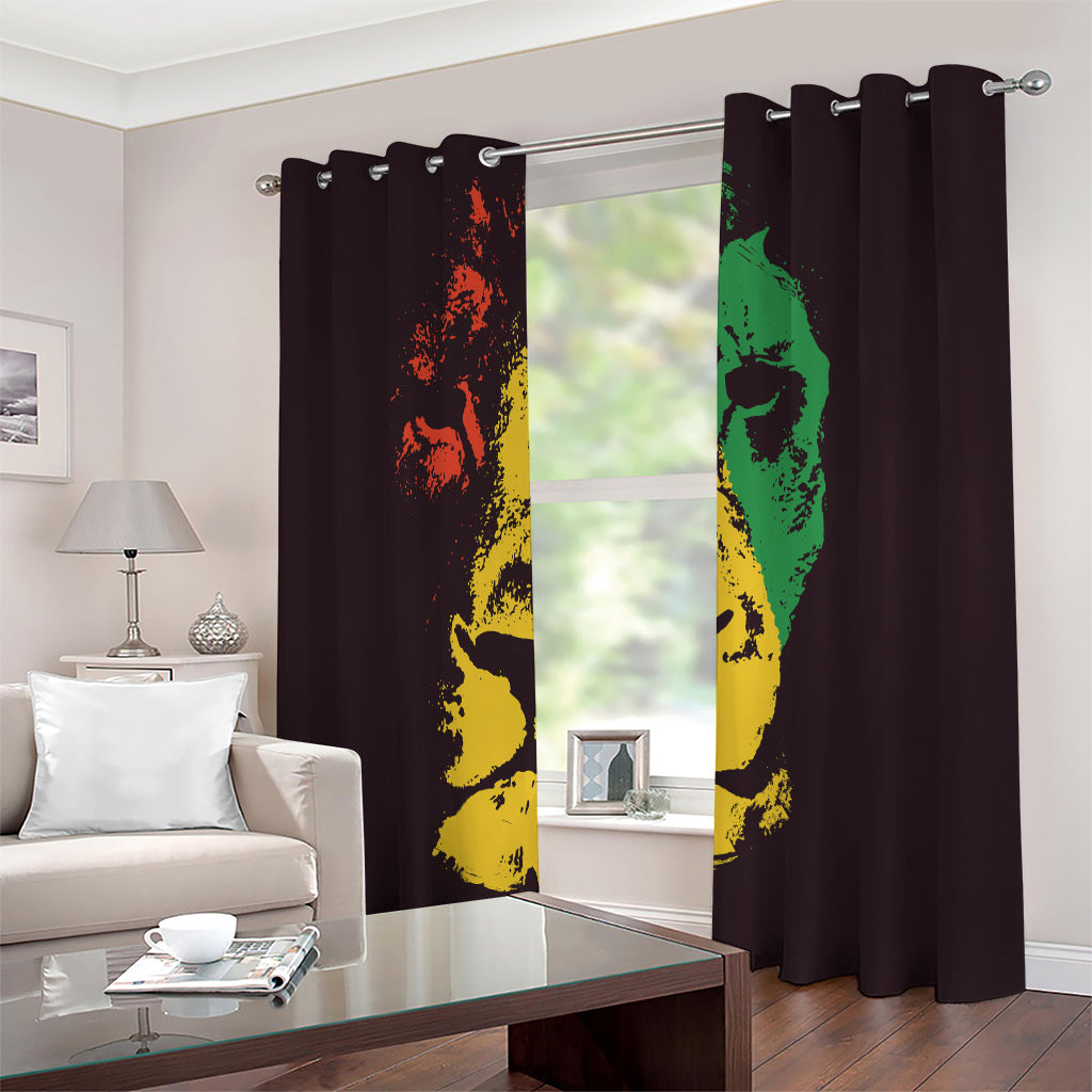 Grunge Rasta Lion Print Extra Wide Grommet Curtains