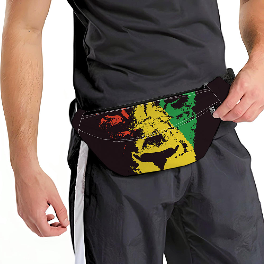 Grunge Rasta Lion Print Fanny Pack