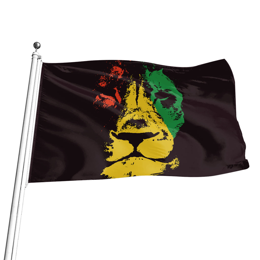 Grunge Rasta Lion Print Flag