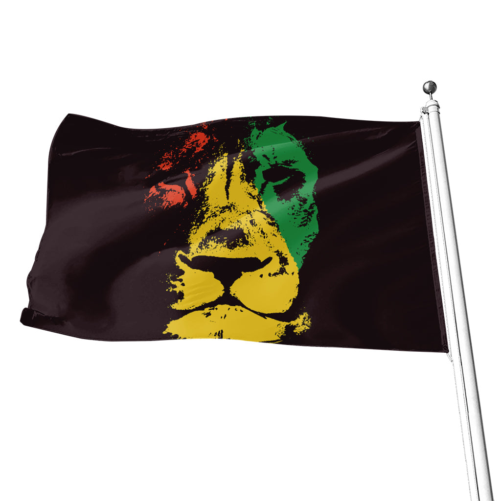 Grunge Rasta Lion Print Flag