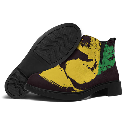 Grunge Rasta Lion Print Flat Ankle Boots