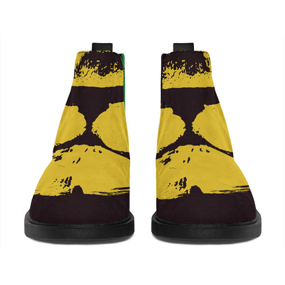 Grunge Rasta Lion Print Flat Ankle Boots