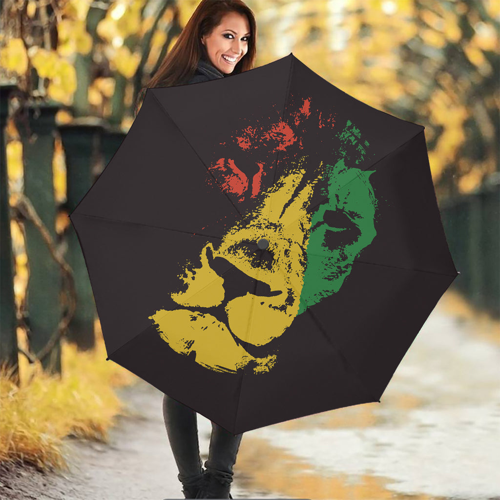 Grunge Rasta Lion Print Foldable Umbrella