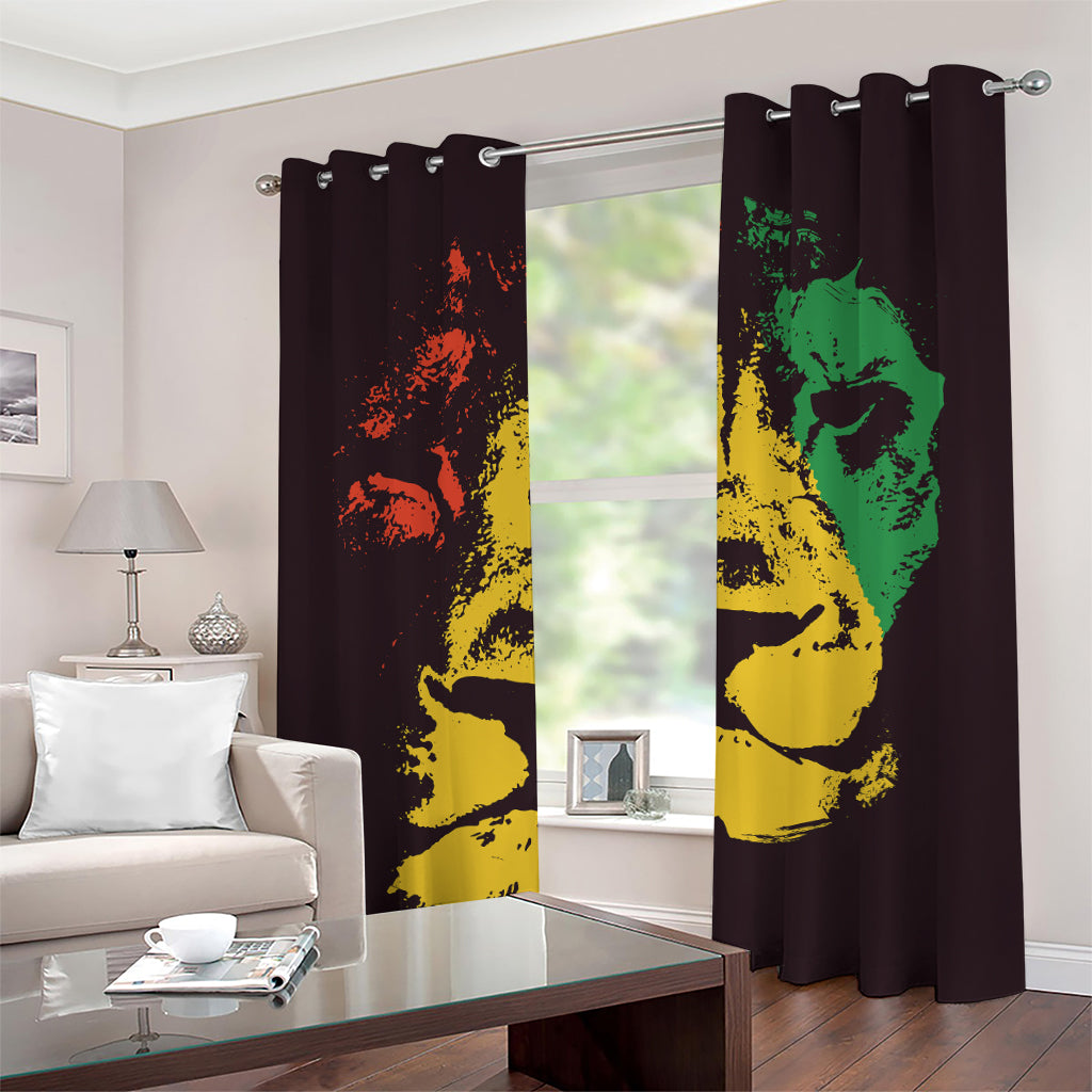 Grunge Rasta Lion Print Grommet Curtains