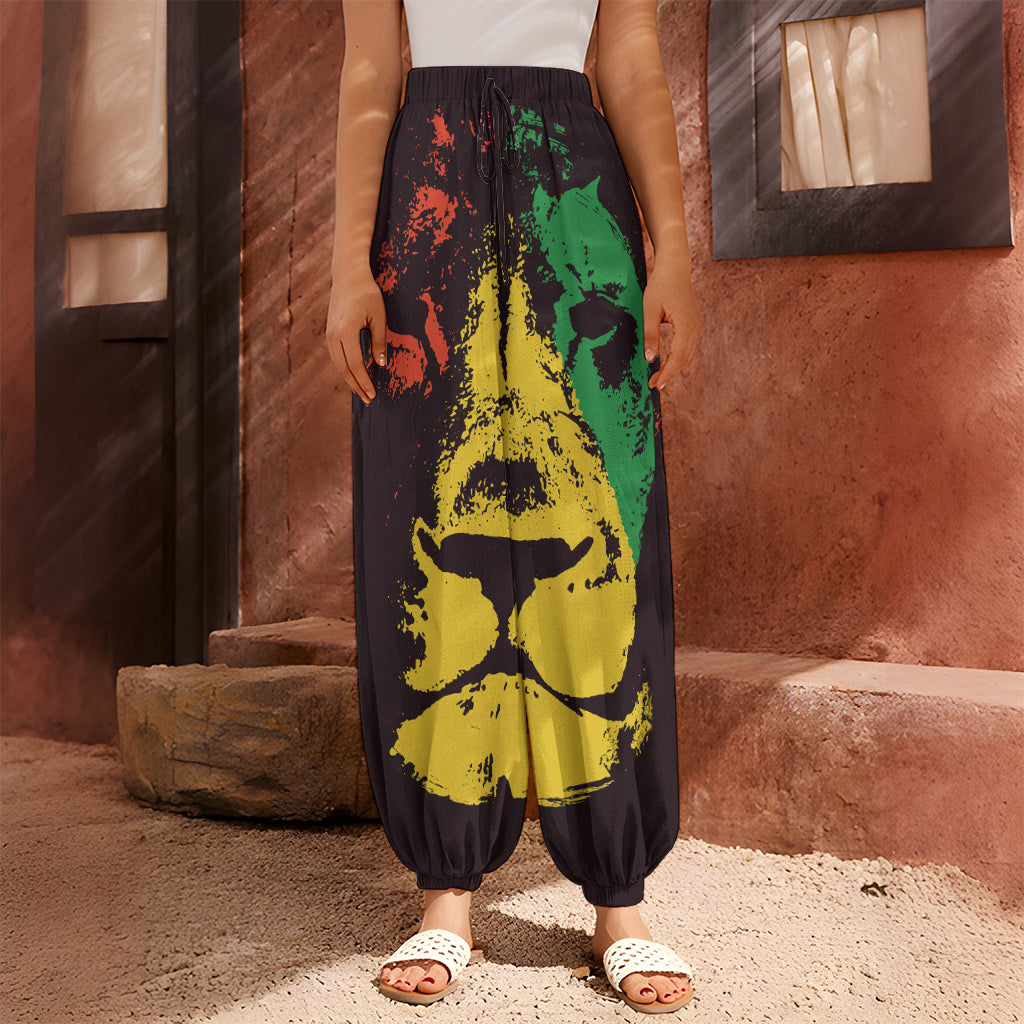 Grunge Rasta Lion Print Harem Pants