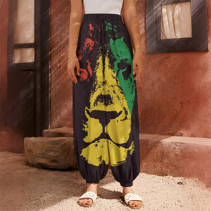 Grunge Rasta Lion Print Harem Pants