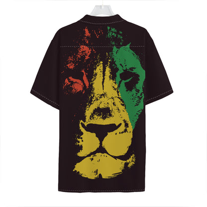Grunge Rasta Lion Print Hawaiian Shirt