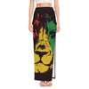 Grunge Rasta Lion Print High Slit Maxi Skirt