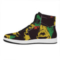 Grunge Rasta Lion Print High Top Leather Sneakers