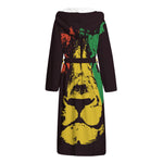 Grunge Rasta Lion Print Hooded Bathrobe