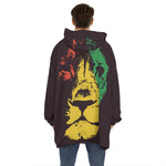 Grunge Rasta Lion Print Hoodie Blanket