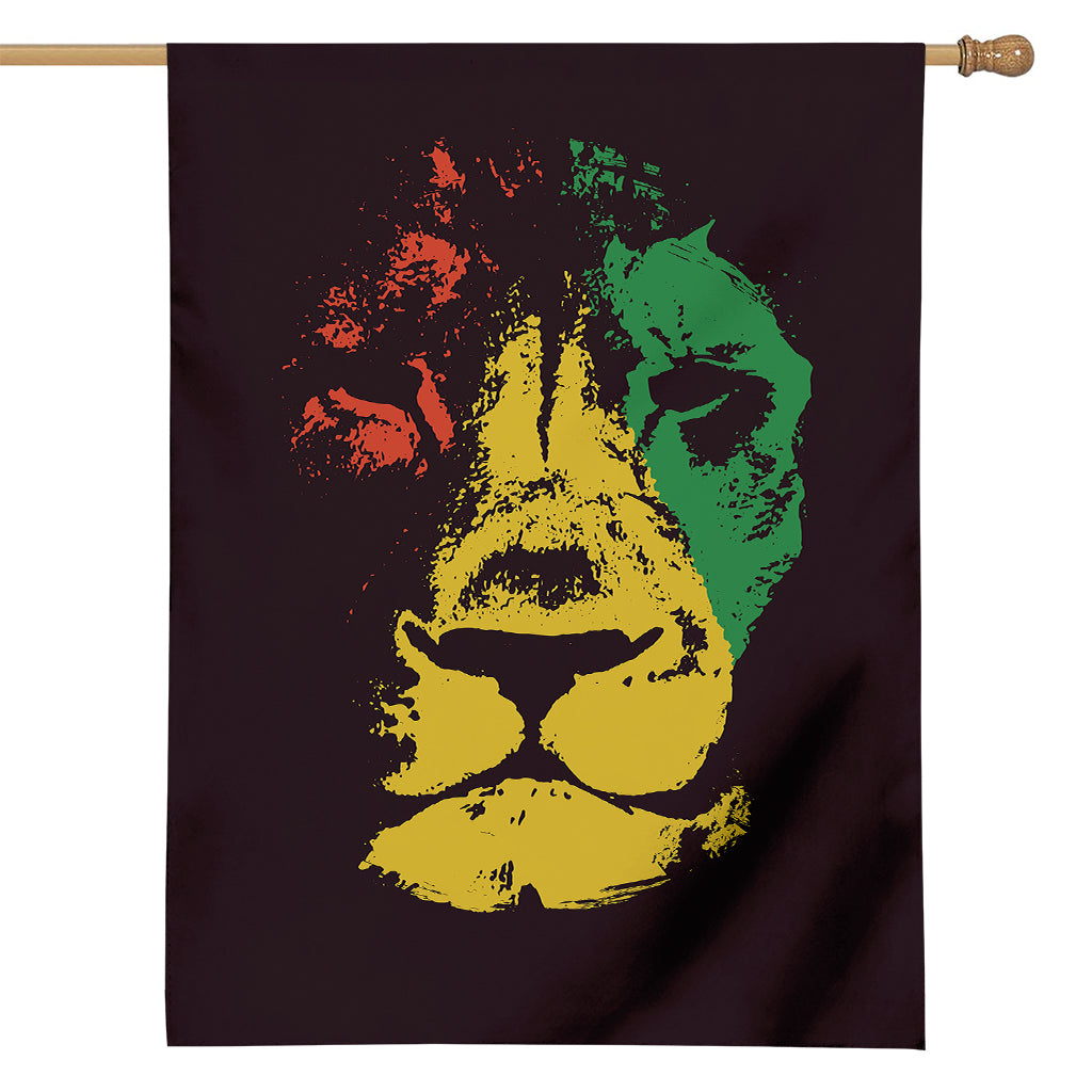 Grunge Rasta Lion Print House Flag