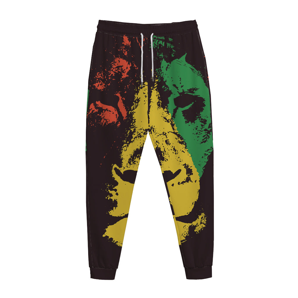 Grunge Rasta Lion Print Jogger Pants